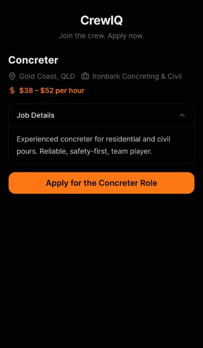 The public job application, built to be finished in five minutes on a phone